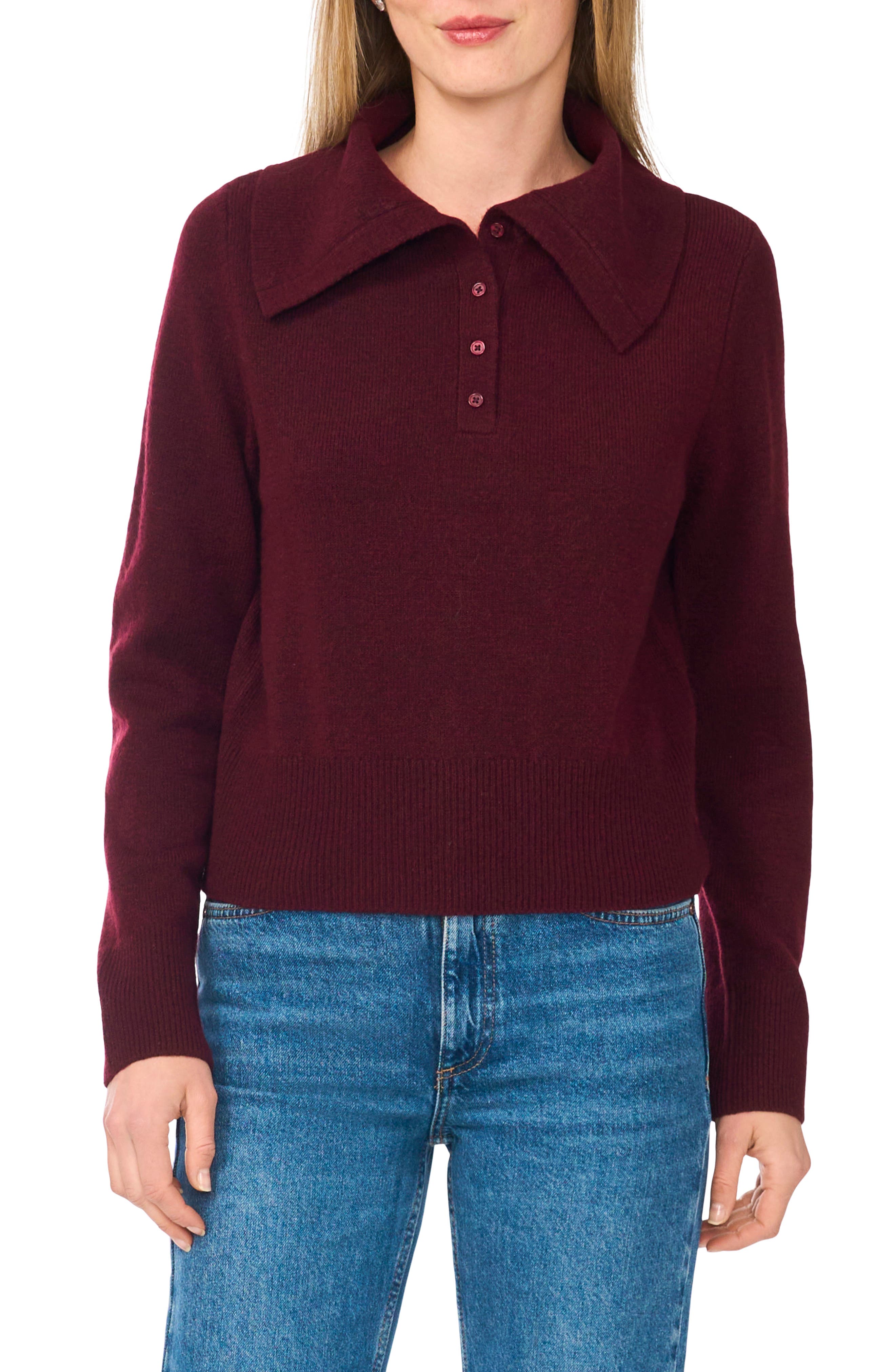 Wide Collar Polo Sweater