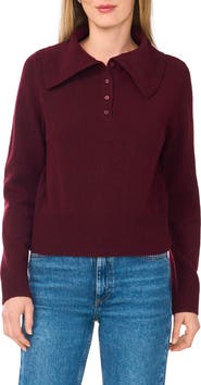 Halogen® Wide Collar Polo Sweater