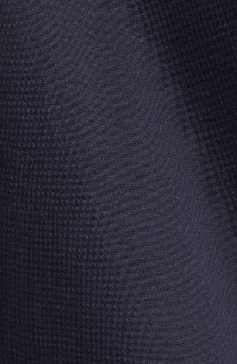 Moncler Leather Logo Cotton Blend Half Zip Pullover, Alternate, color, Night Sky