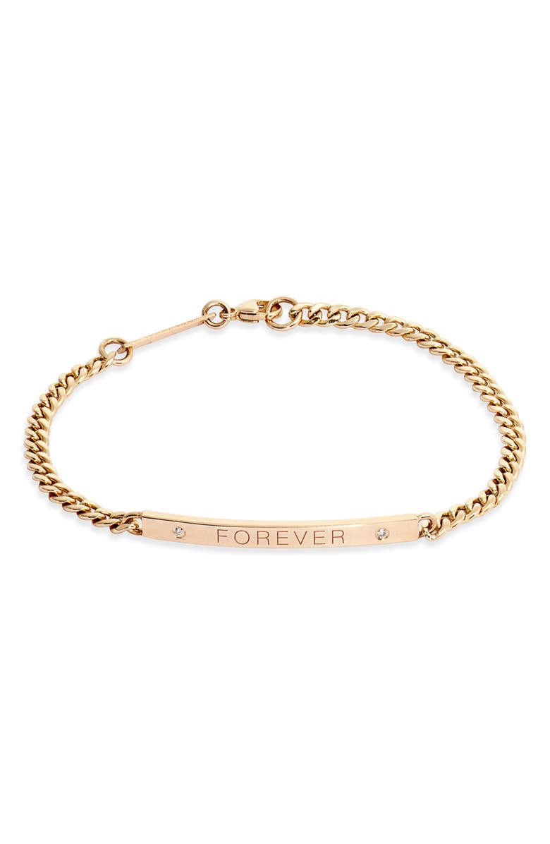 Zoë Chicco Medium Curb Chain ID Bracelet, Main, color, 