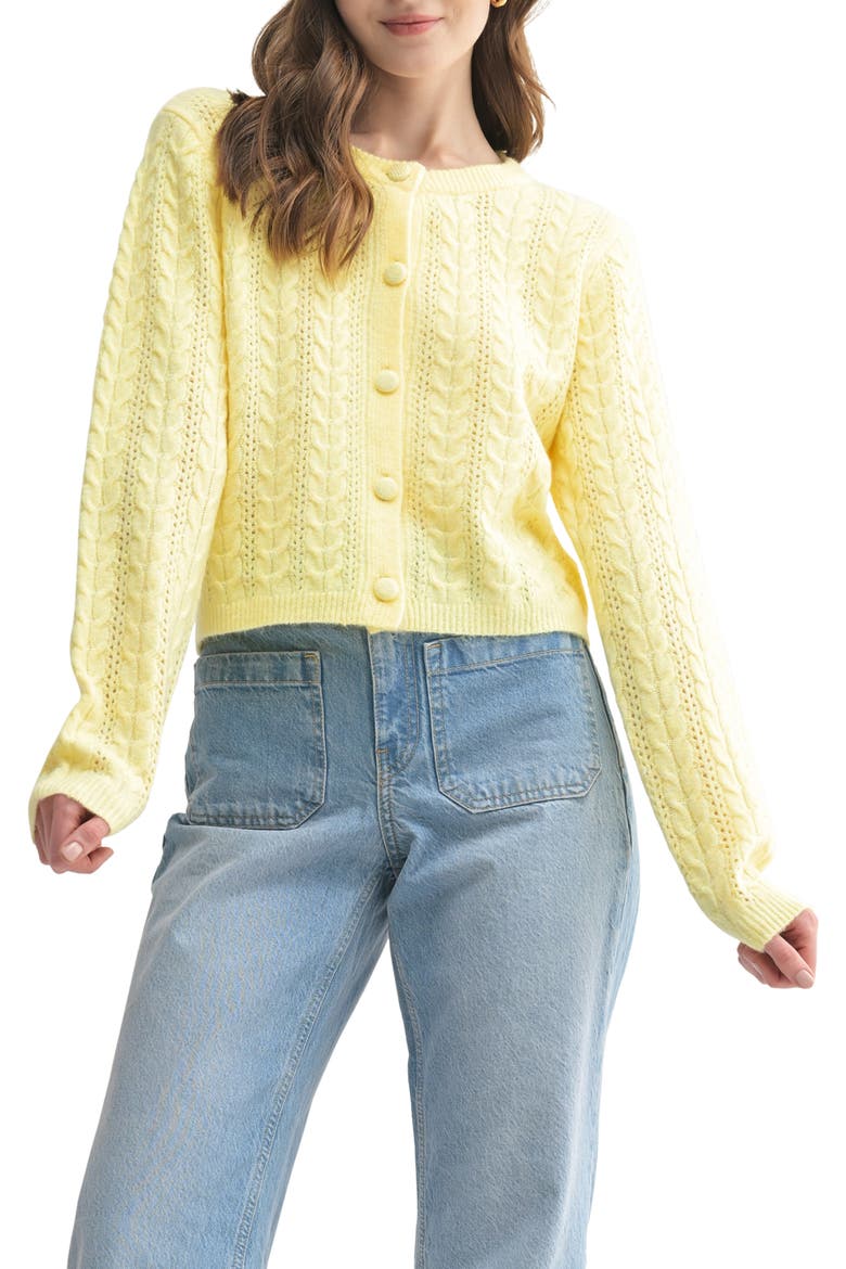 Cable Cardigan, Main, color, BUTTER YELLOW