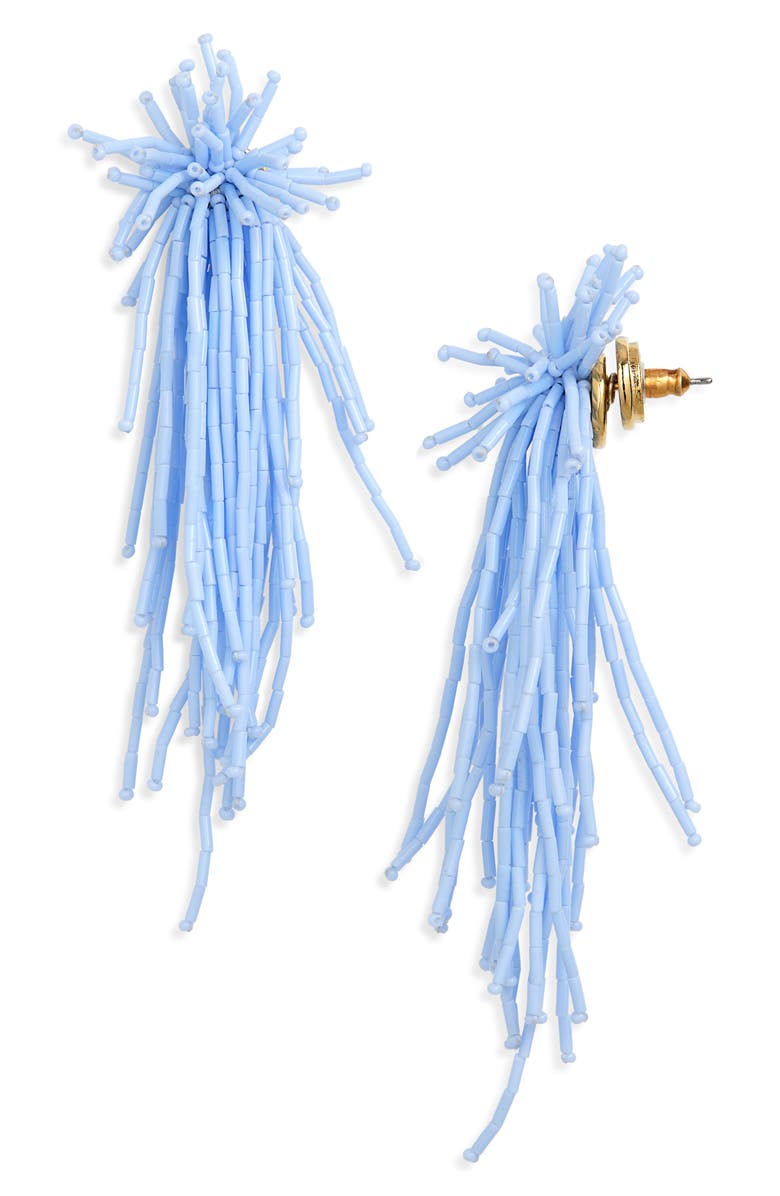 Oscar de la Renta Firework Beaded Tassel Earrings, Main, color, Denim Blue