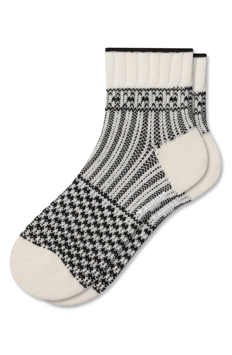 Bombas Sweater Knit Merino Wool Blend Quarter Crew Socks, Alternate, color, Black Ivory