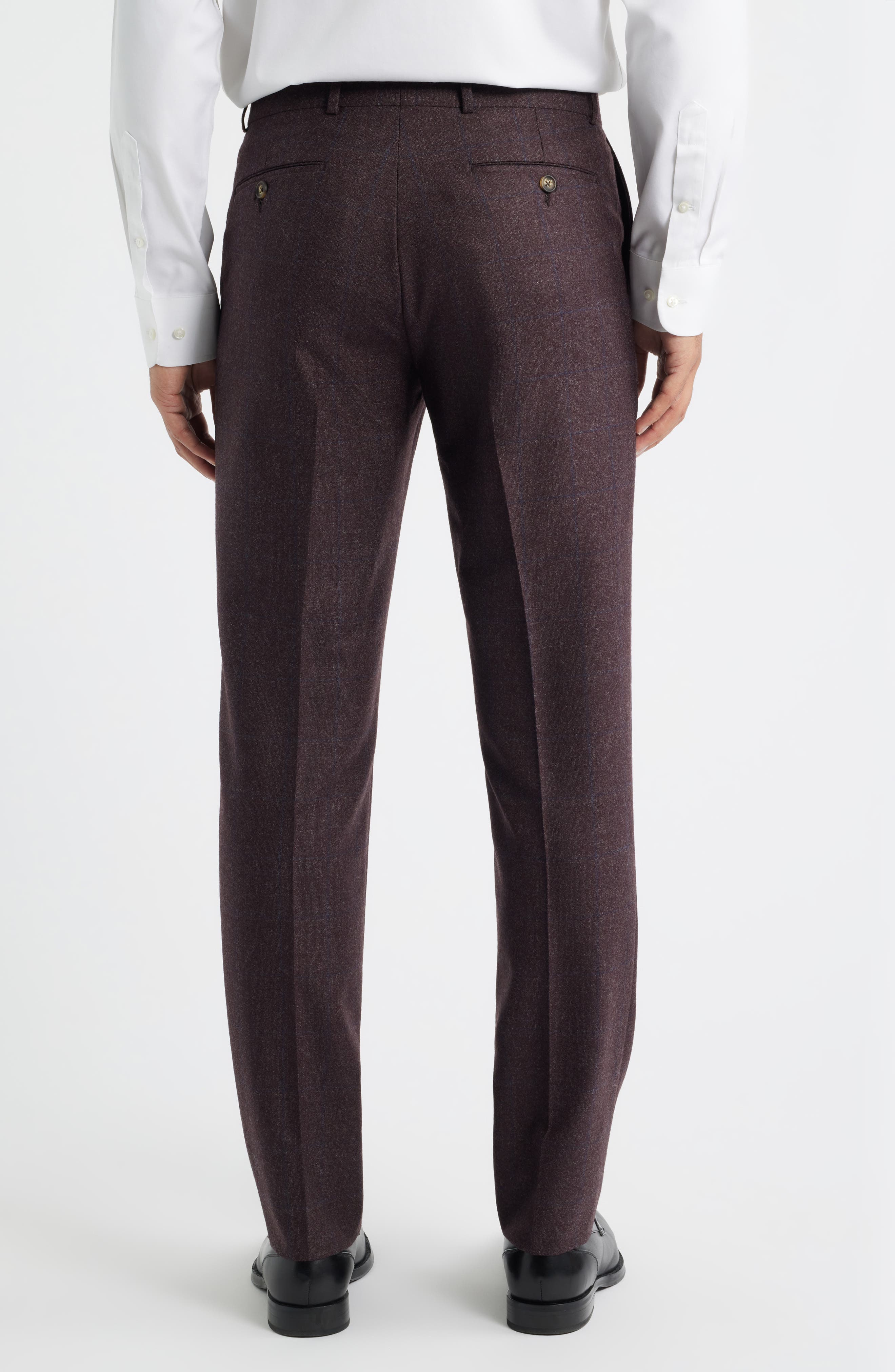 Tick Weave Windowpane Check Virgin Wool Dress Pants - image 2