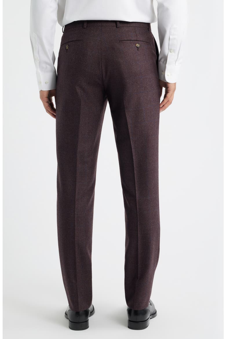 Tick Weave Windowpane Check Virgin Wool Dress Pants, Alternate, color, BURGUNDY