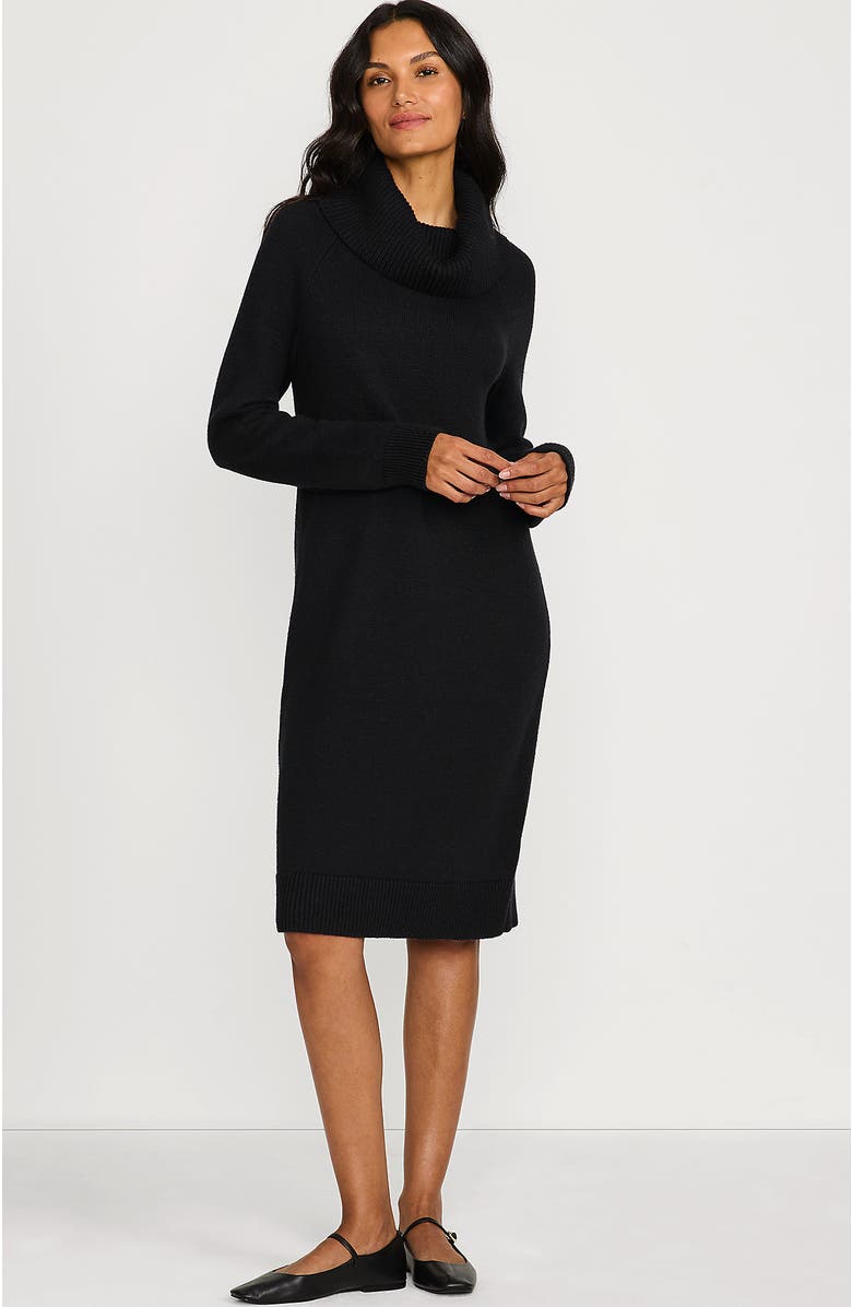 Lands' End Cozy Lofty Cowl Neck Sweater Dress, Main, color, 