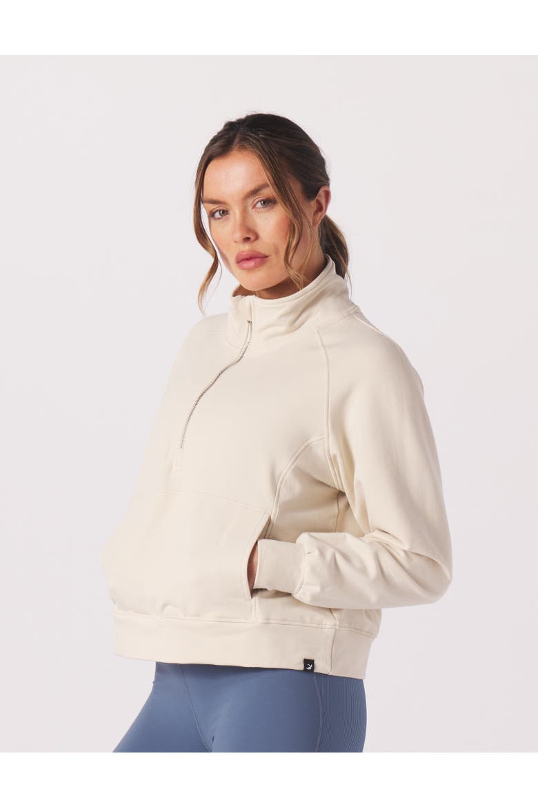 Daily Scuba Knit 1/4 Zip Up Jacket, Alternate, color, Oatmilk