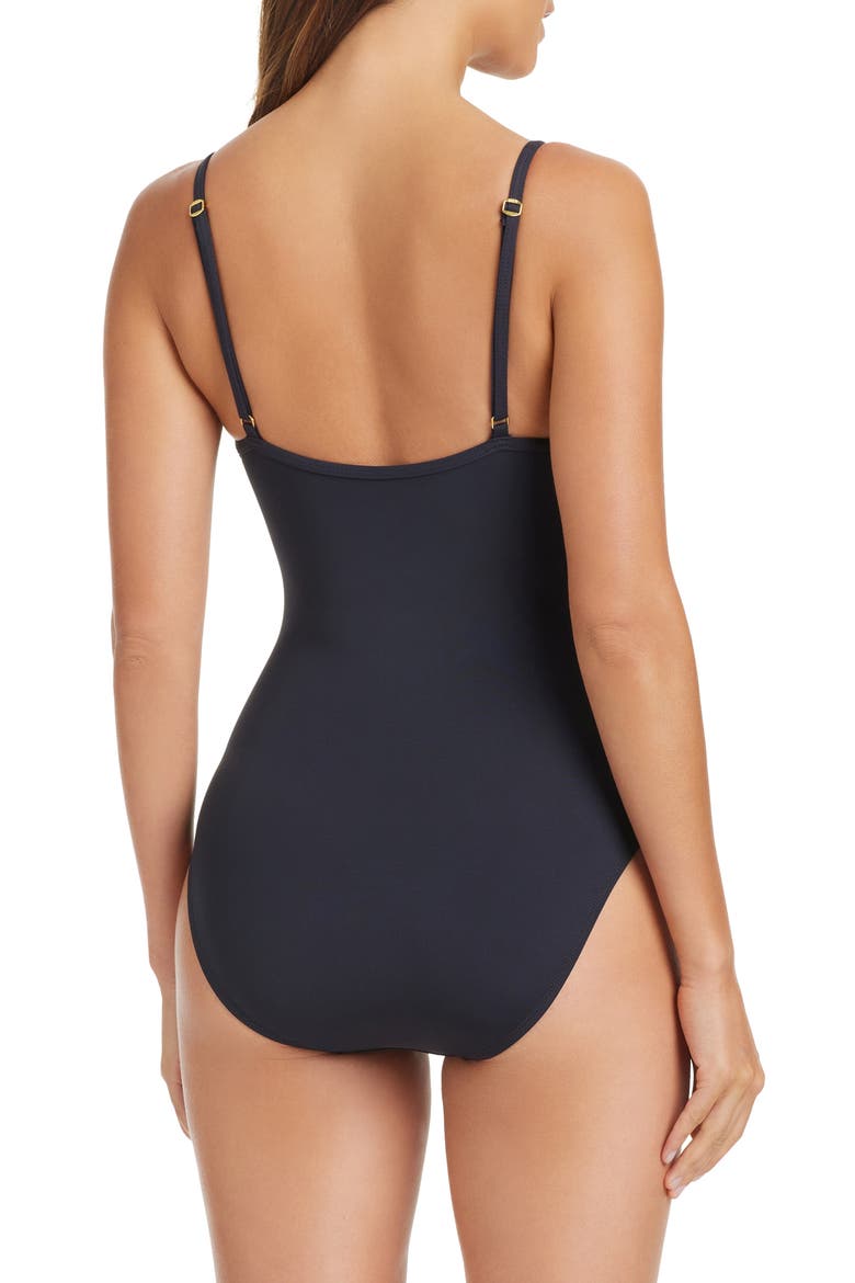 V-Wire One-Piece Swimsuit, Alternate, color, BLACK