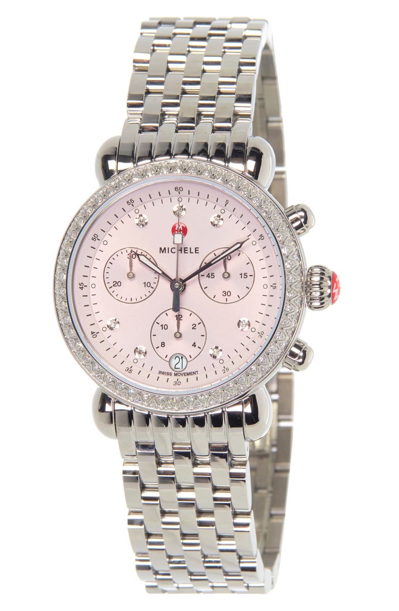 MICHELE Women's CSX Diamond Bezel 3-Hand Bracelet Watch, 36mm - 0.62 ctw, Main, color, 