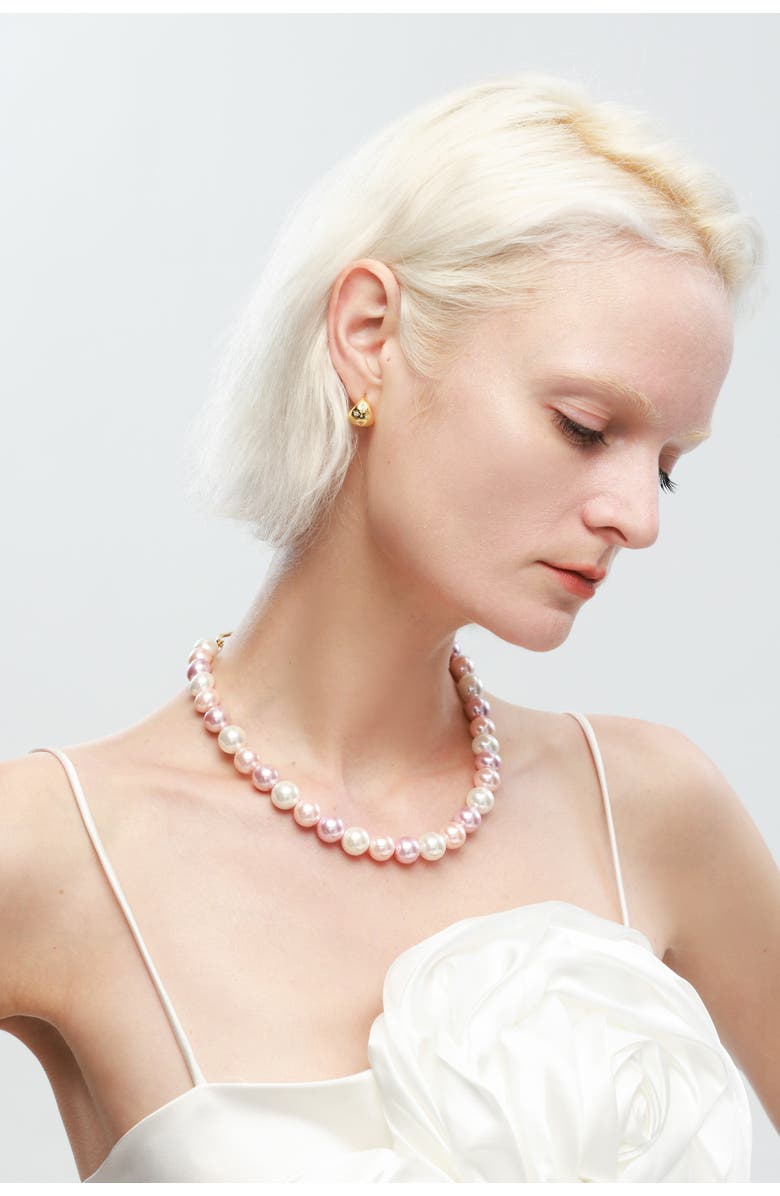 Classicharms Shell Pearl Necklace with Gem-Encrusted Carabiner Lock, Alternate, color, Pink