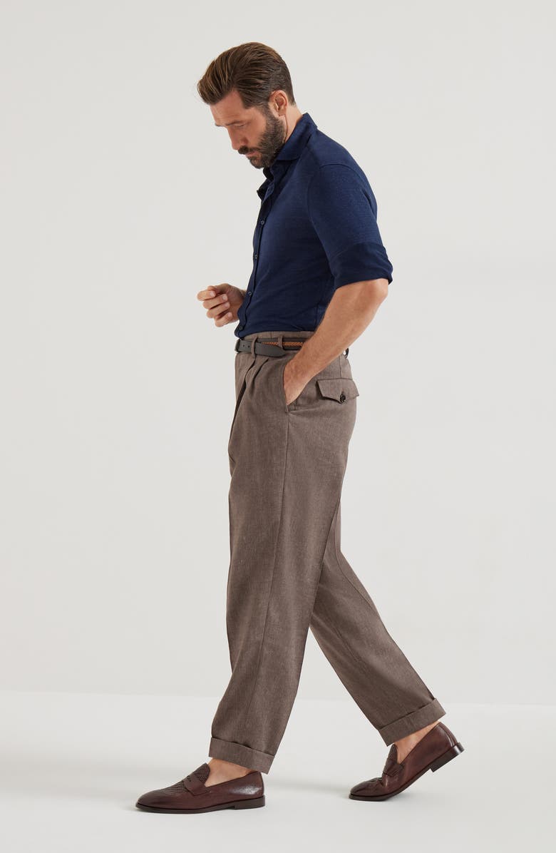 Brunello Cucinelli Chevron trousers, Alternate, color, Hazelnut