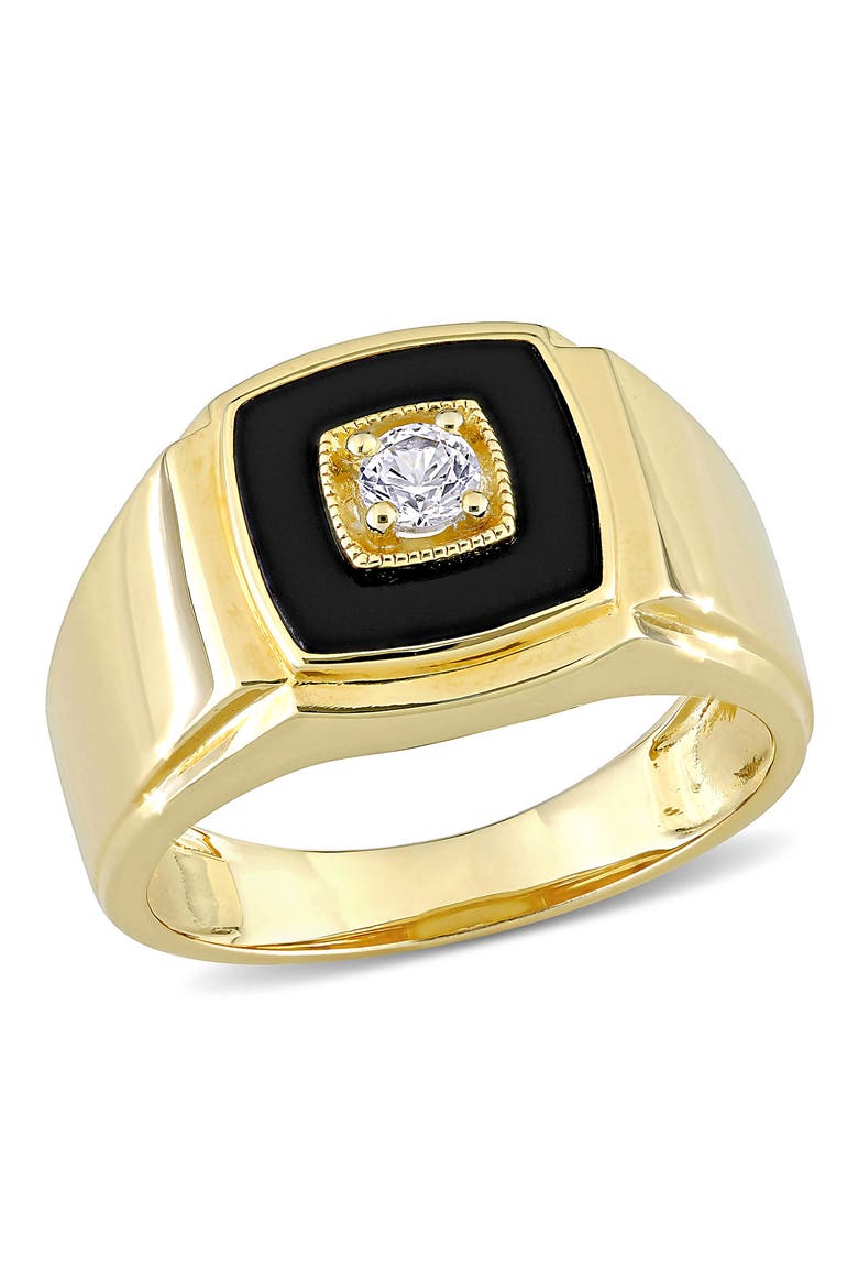 Men's Black Onyx & Created White Sapphire Ring, Main, color, MULTI