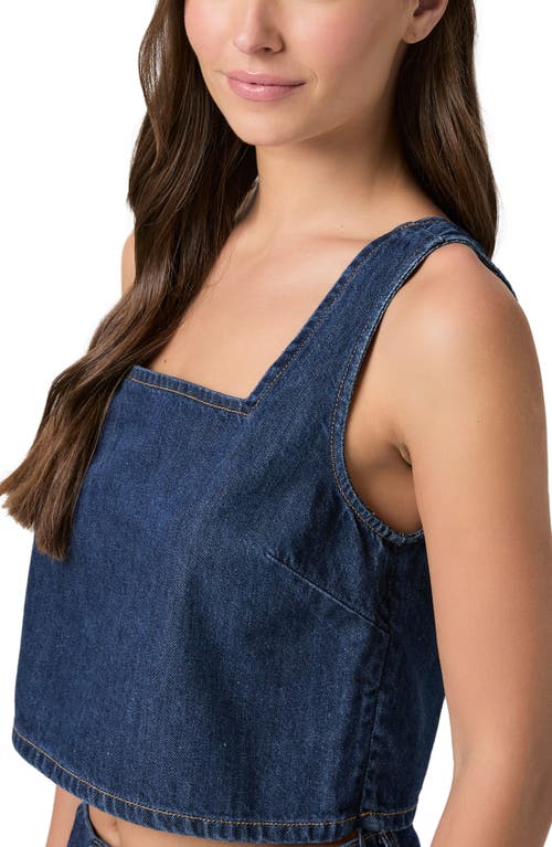 Paige Aelita Sleeveless Square-neck Eyelet Cropped Top In Blue