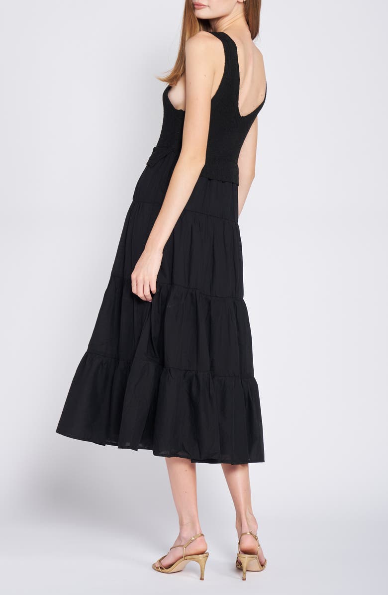 En Saison Mixed Media Tiered Midi Dress, Alternate, color,