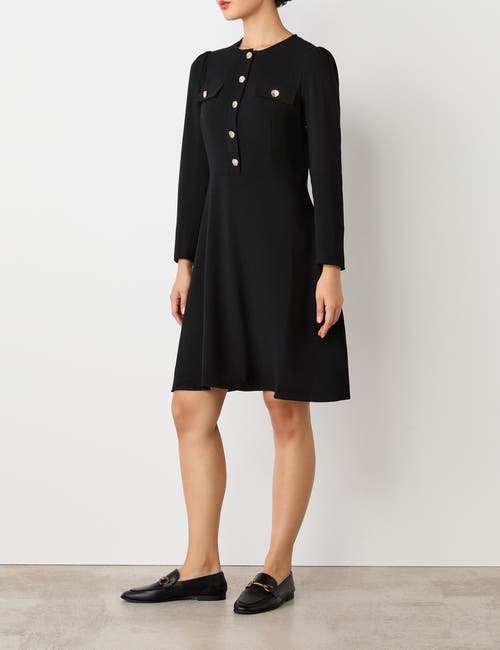 Finery London Evie Long Sleeve Crepe Short Dress In Black