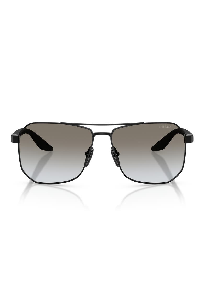 62mm Gradient Pilot Sunglasses, Main, color, MATTE BLACK