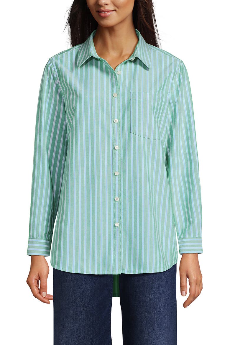 Oxford Shirt, Alternate, color, True Green/Blue Sky Stripe