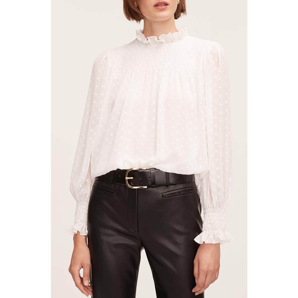 Rebecca Taylor Clip Dot Blouse In Snow
