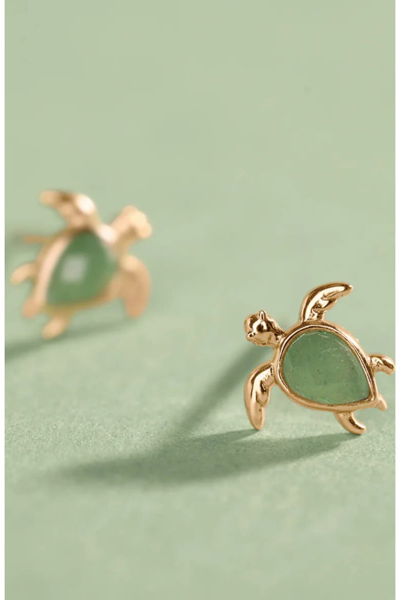 Turtle Stud Earrings, Alternate, color, Gold Vermeil