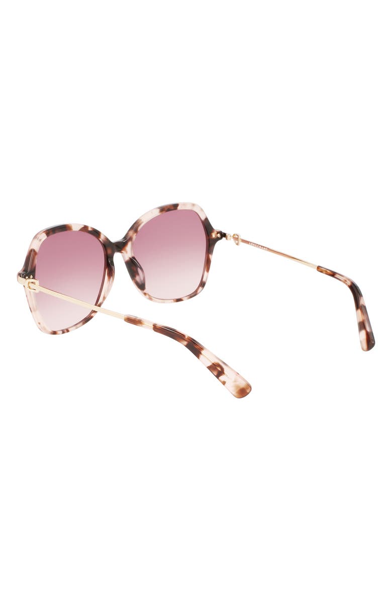 Longchamp 57mm Amazone Modified Rectangle Sunglasses, Alternate, color, Rose Havana