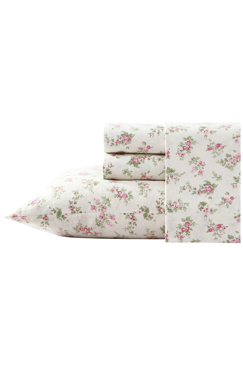 Audrey Cotton Flannel Sheet Set, Main, color, PINK