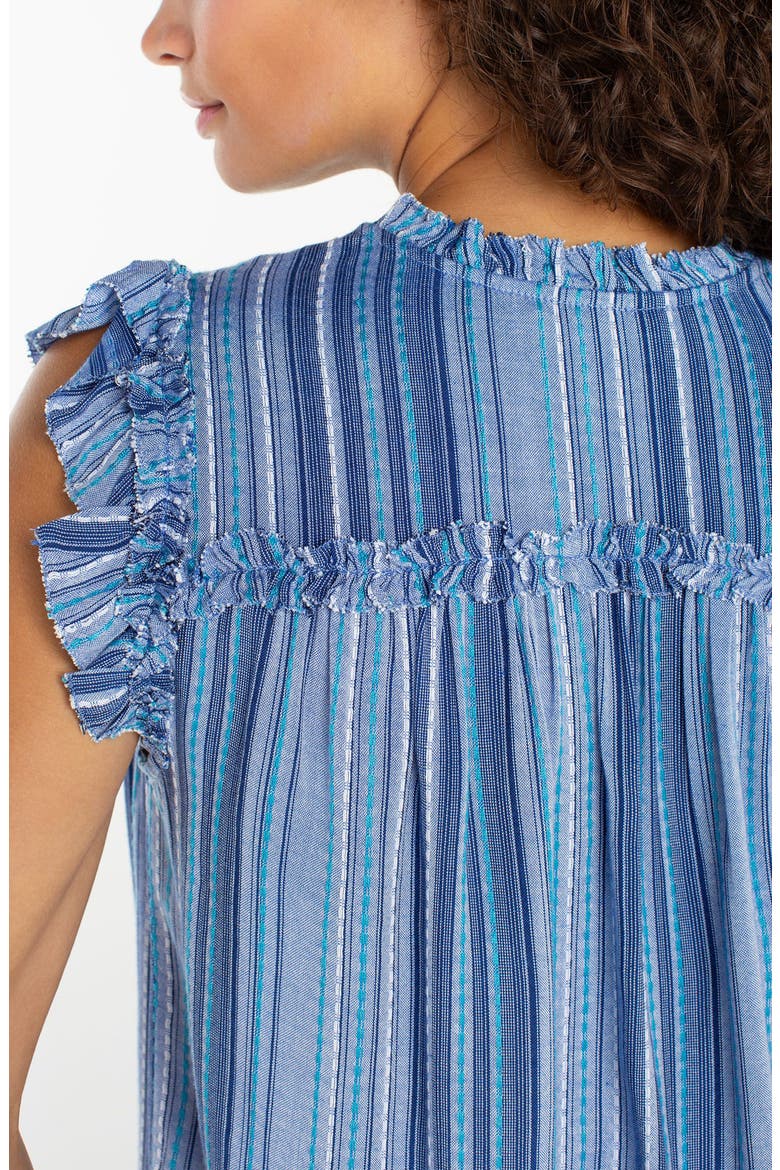 Ruffle Flutter Sleeve Top, Alternate, color, CHAMBRY/ TEAL MLT