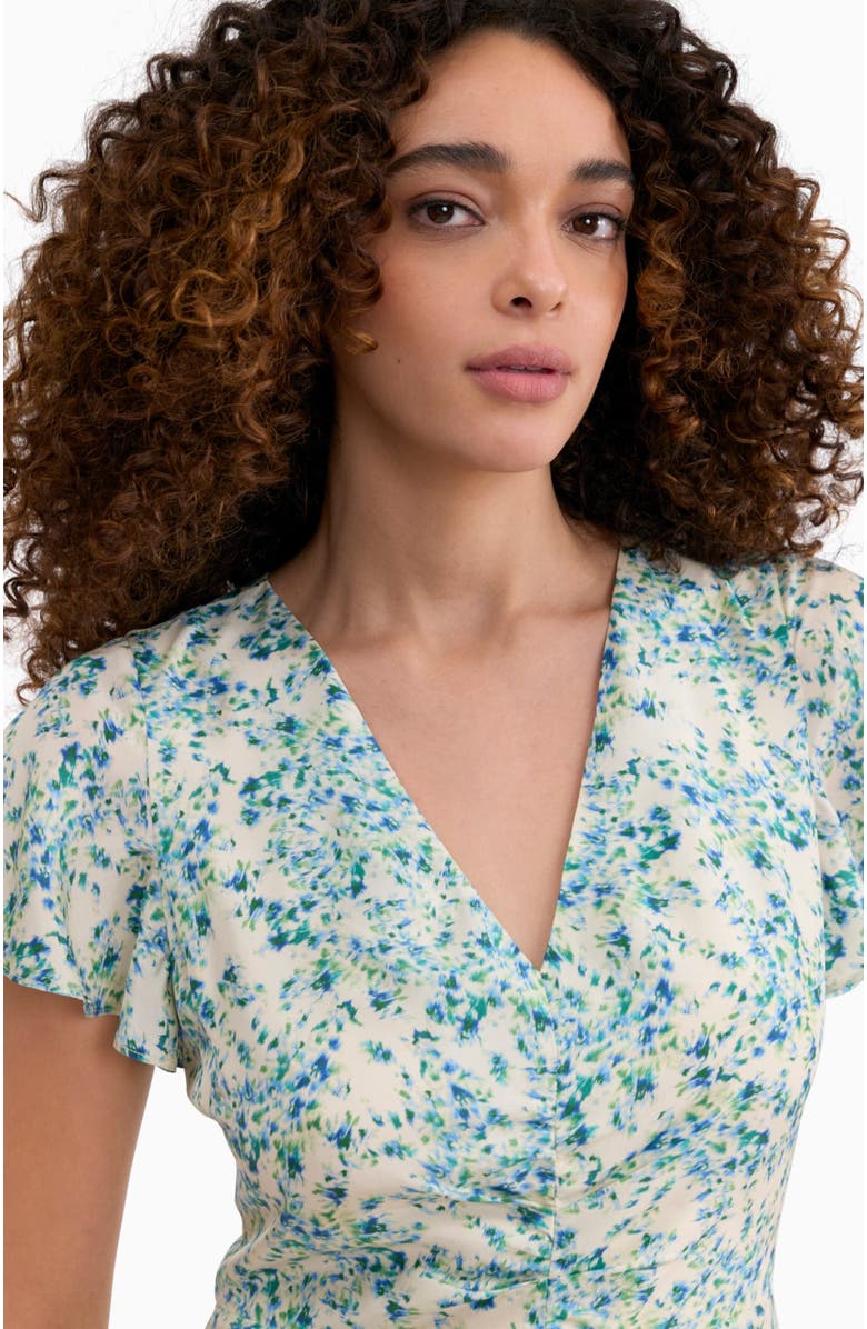 Rebecca Taylor Bellamy Silk Dress, Alternate, color, Cream Multi