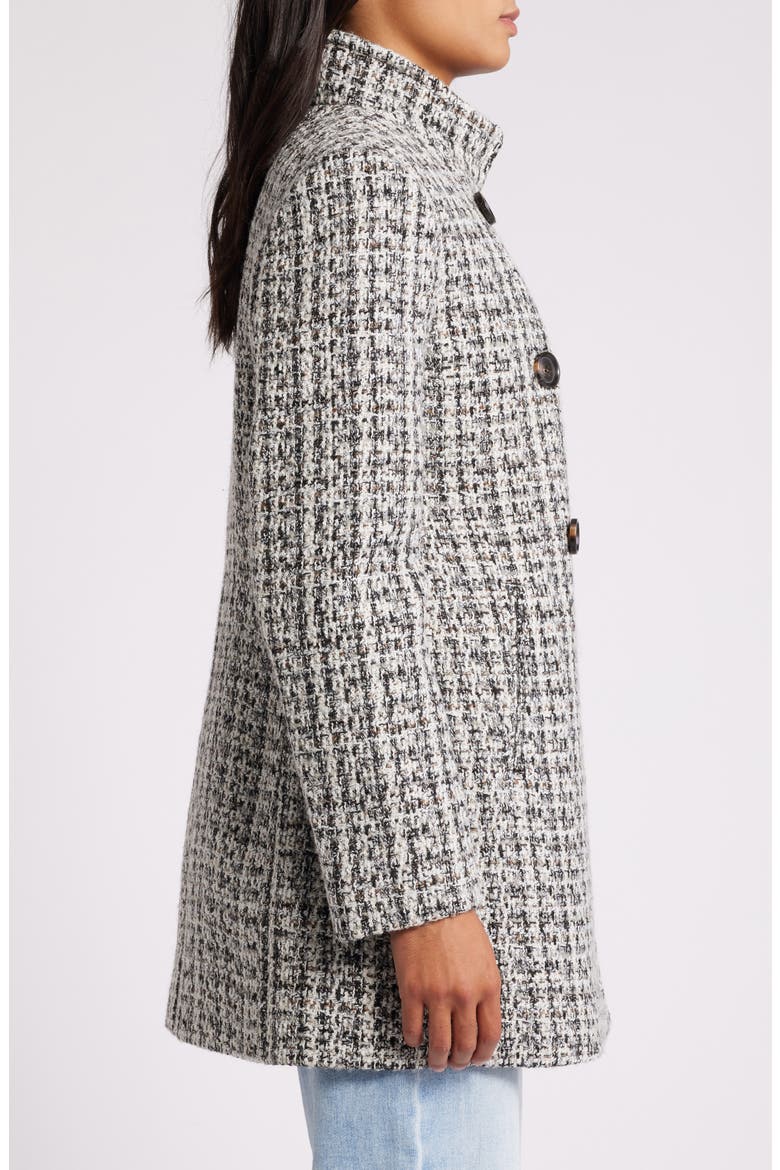 Stand Collar Double Breasted Coat, Alternate, color, NATURAL TWEED