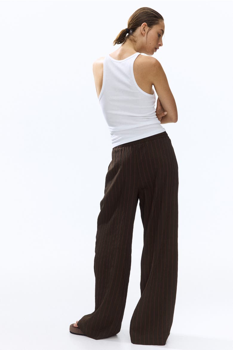 Straight-leg Pull-on Pants, Alternate, color, Dark brown/striped