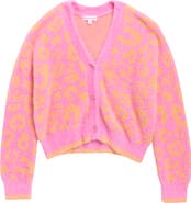 Design History Kids' Animal Print Fuzzy Cardigan