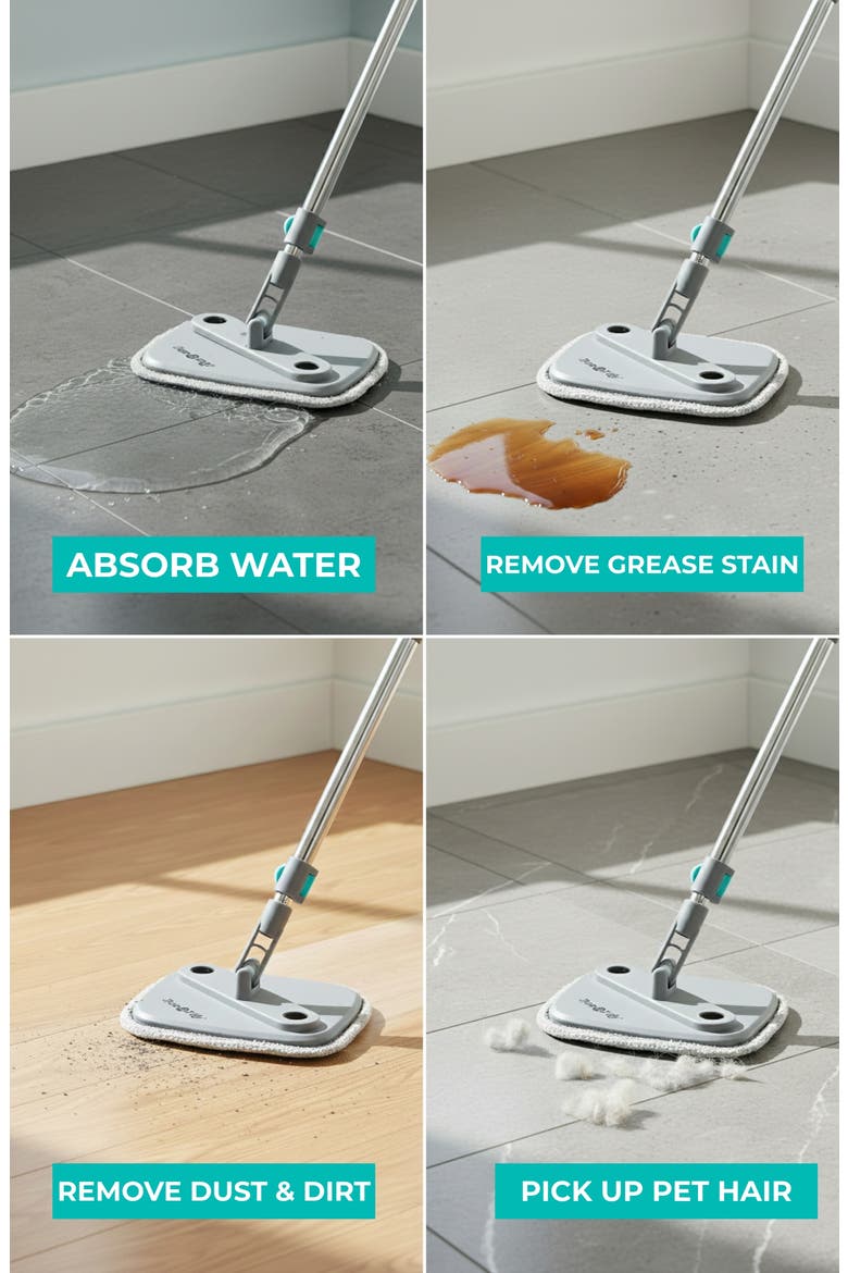 4-Pack Microfiber Mop Pad, Alternate, color, GRAY