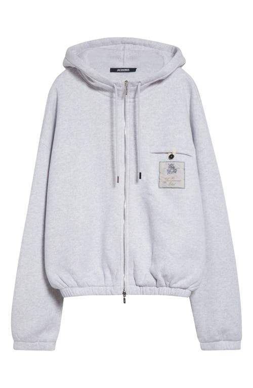 Jacquemus Le Hoodie Torneo Club Logo Patch Cotton Hoodie In Athletic Club Grey