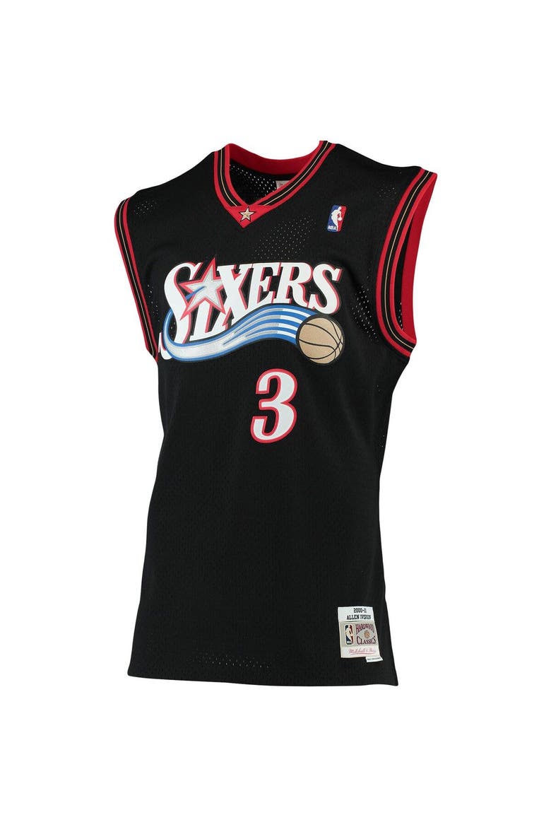 Men's Mitchell & Ness Allen Iverson Black Philadelphia 76ers 2000/01 Big & Tall Hardwood Classics Swingman Jersey, Alternate, color, Black