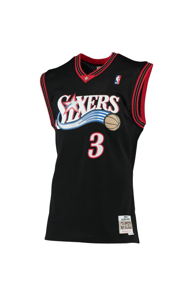 Mitchell & Ness Men's Mitchell & Ness Allen Iverson Black Philadelphia 76ers 2000/01 Big & Tall Hardwood Classics Swingman Jersey, Alternate, color, Black