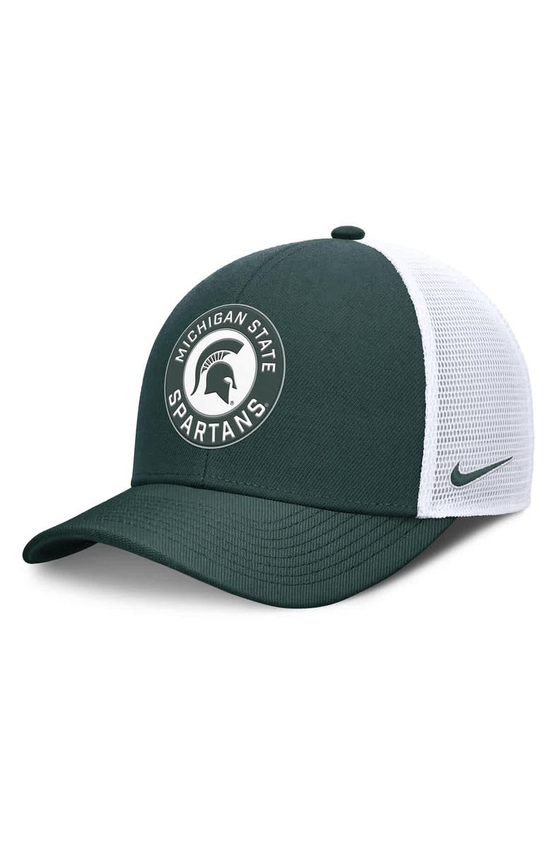 Nike Men's Nike Green/White Michigan State Spartans Rise Primetime Performance Trucker Adjustable Hat, Main, color, Green