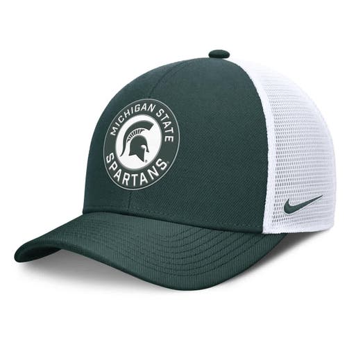 Nike Green/white Michigan State Spartans Rise Primetime Performance Trucker Adjustable Hat In Multi