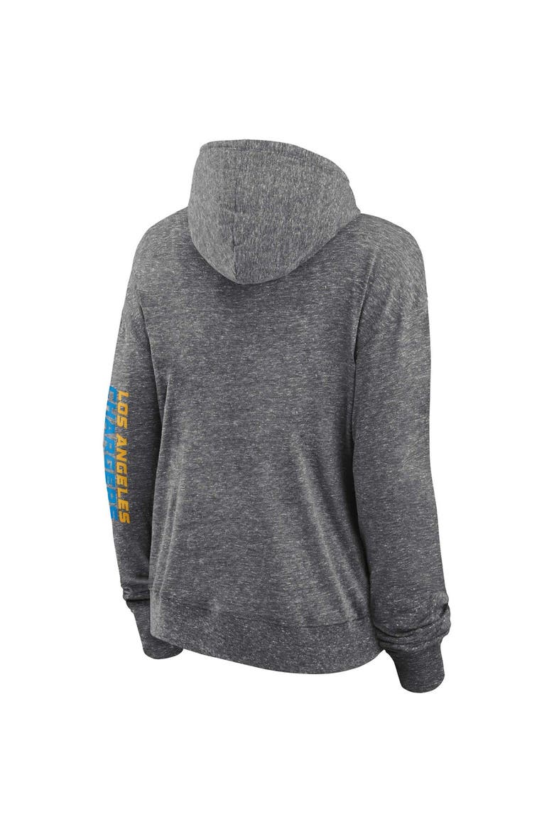 Women's Fanatics Branded Heather Charcoal Los Angeles Chargers Opening Coin Flip Lightweight Full-Zip Hoodie, Alternate, color, Heather Charcoal