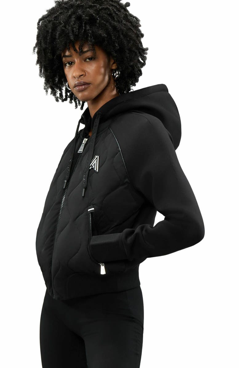 Alpenhaus Women's Sorlin Hybrid Insulated Bomber Jacket with Removable Hood, Alternate, color, Black