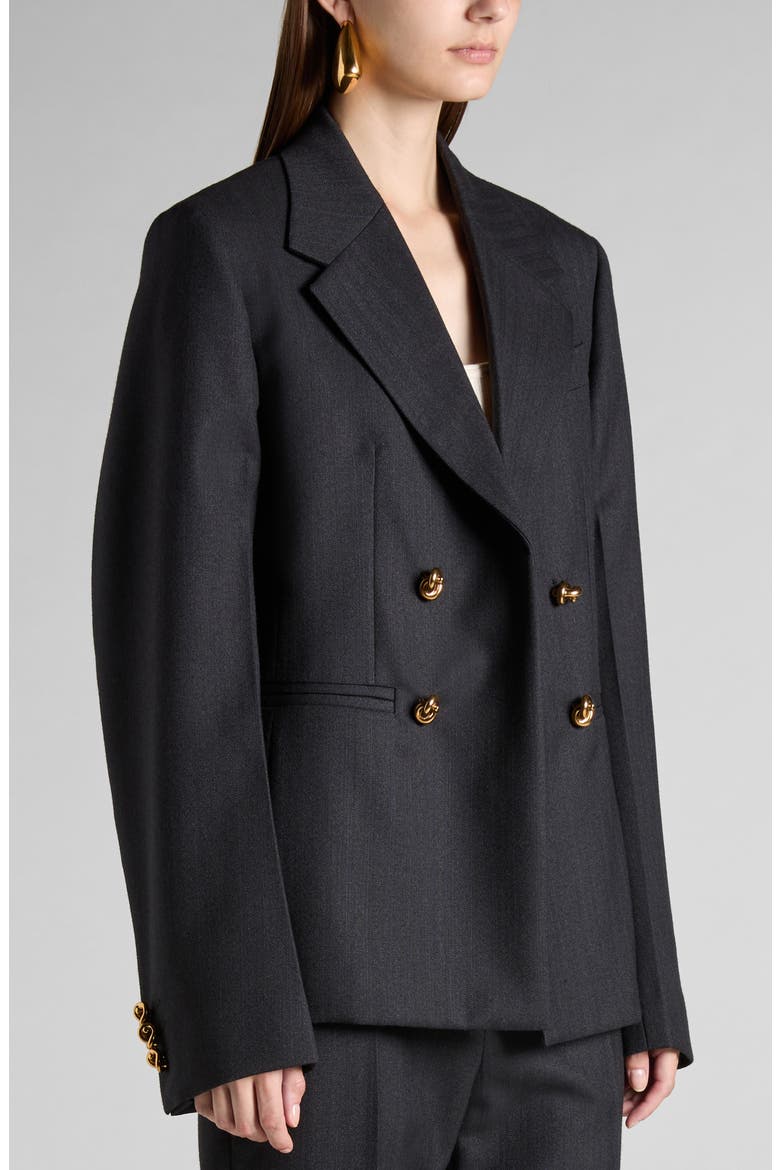 Knot Button Oversize Wool Blazer, Alternate, color, 1292 BLACK/ DARK BLUE