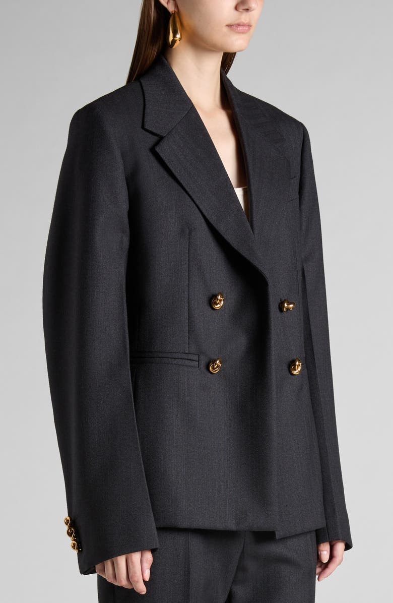 Bottega Veneta Knot Button Oversize Wool Blazer, Alternate, color,