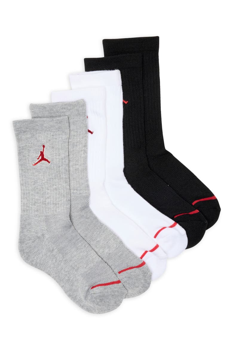 Kids' Jumpman 3-Pack Crew Socks, Main, color, DARK GREY HEATHER