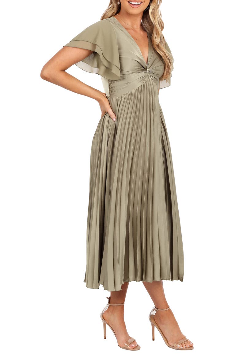 Nova Flutter Sleeve Midi Dress, Alternate, color, OLIVE