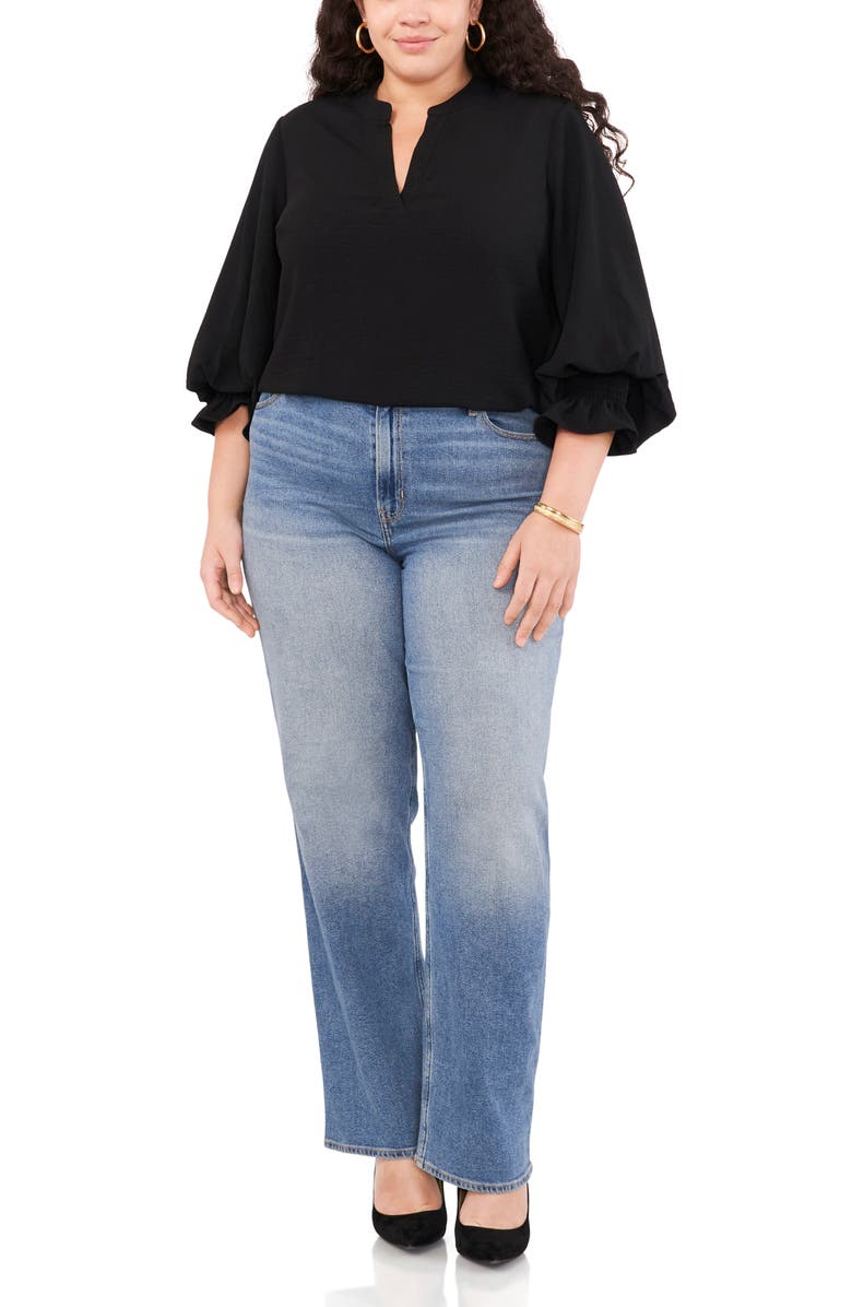 Vince Camuto Split Neck Ruffle Cuff Blouse, Alternate, color, 