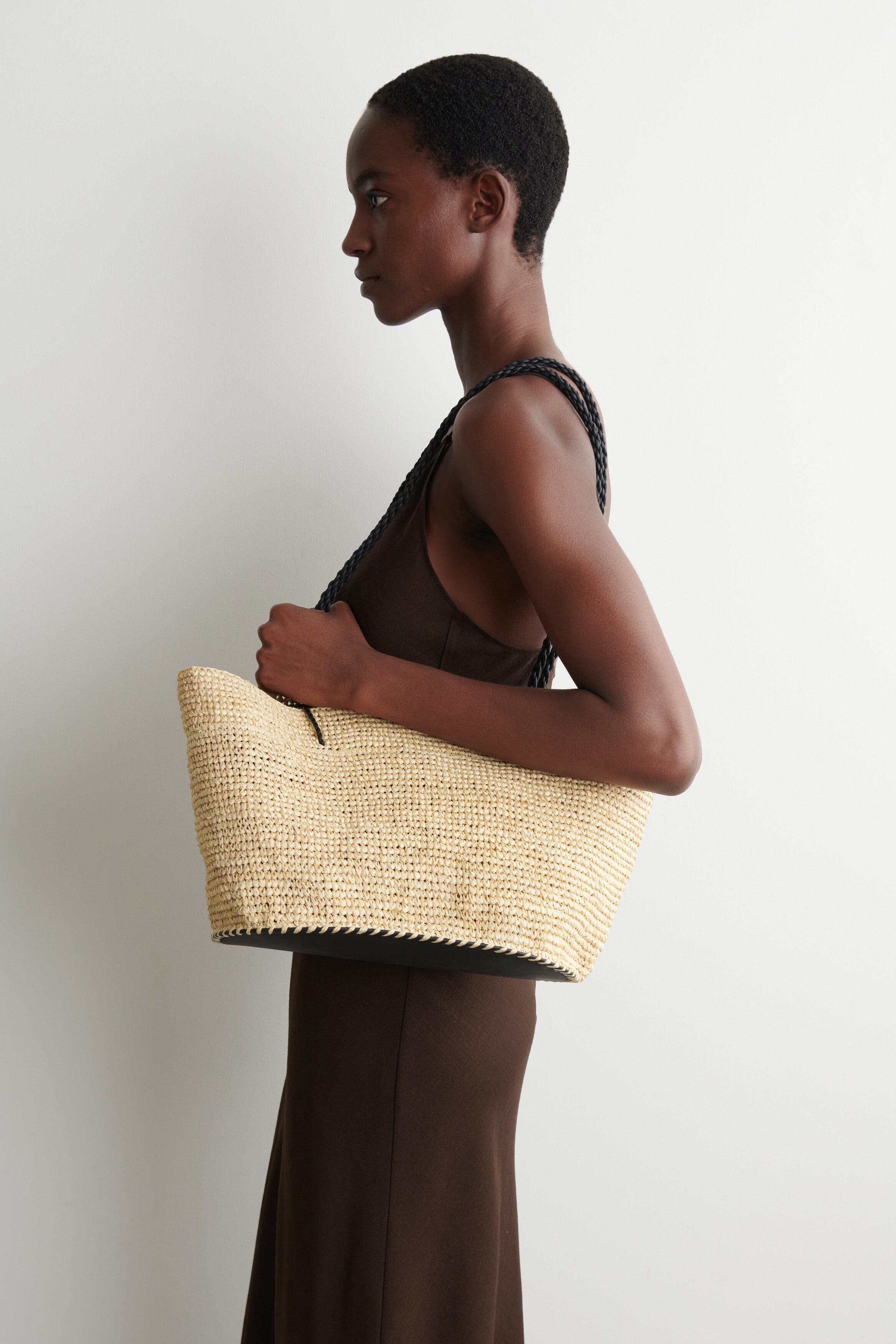 Riviera Hand-woven Tote Bag - Straw, Alternate, color, BEIGE