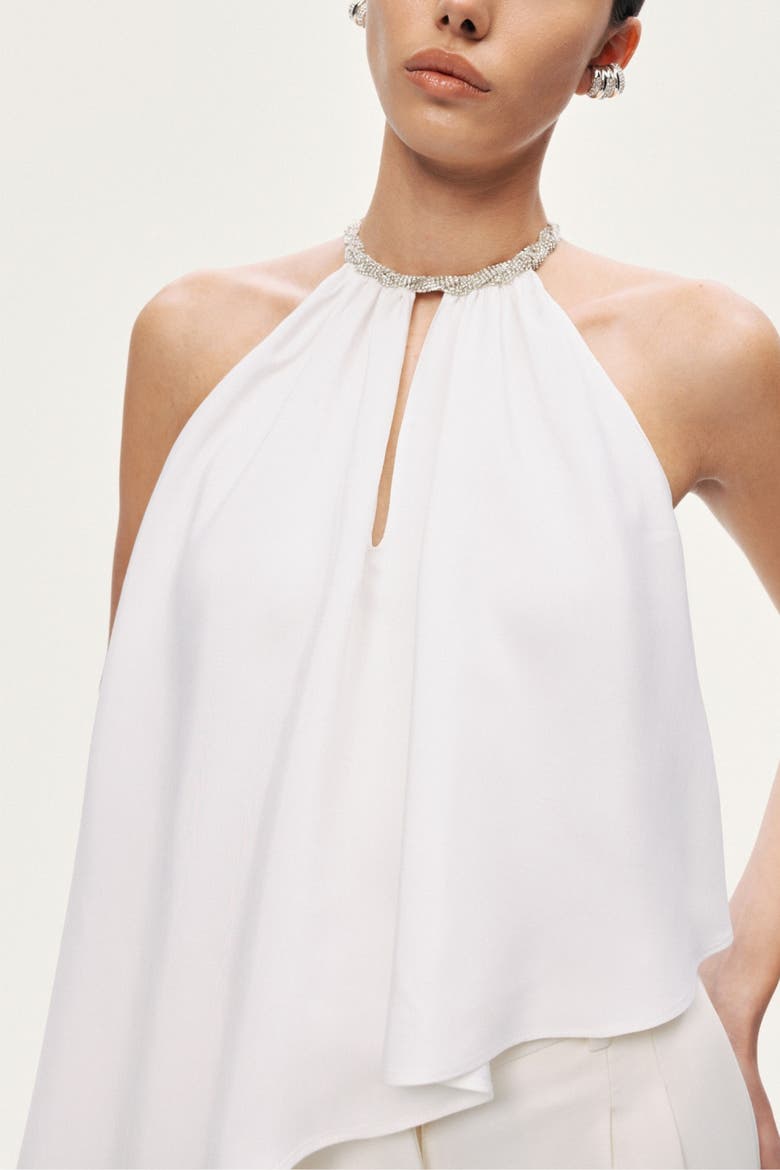Embellished Halter Blouse, Alternate, color, White