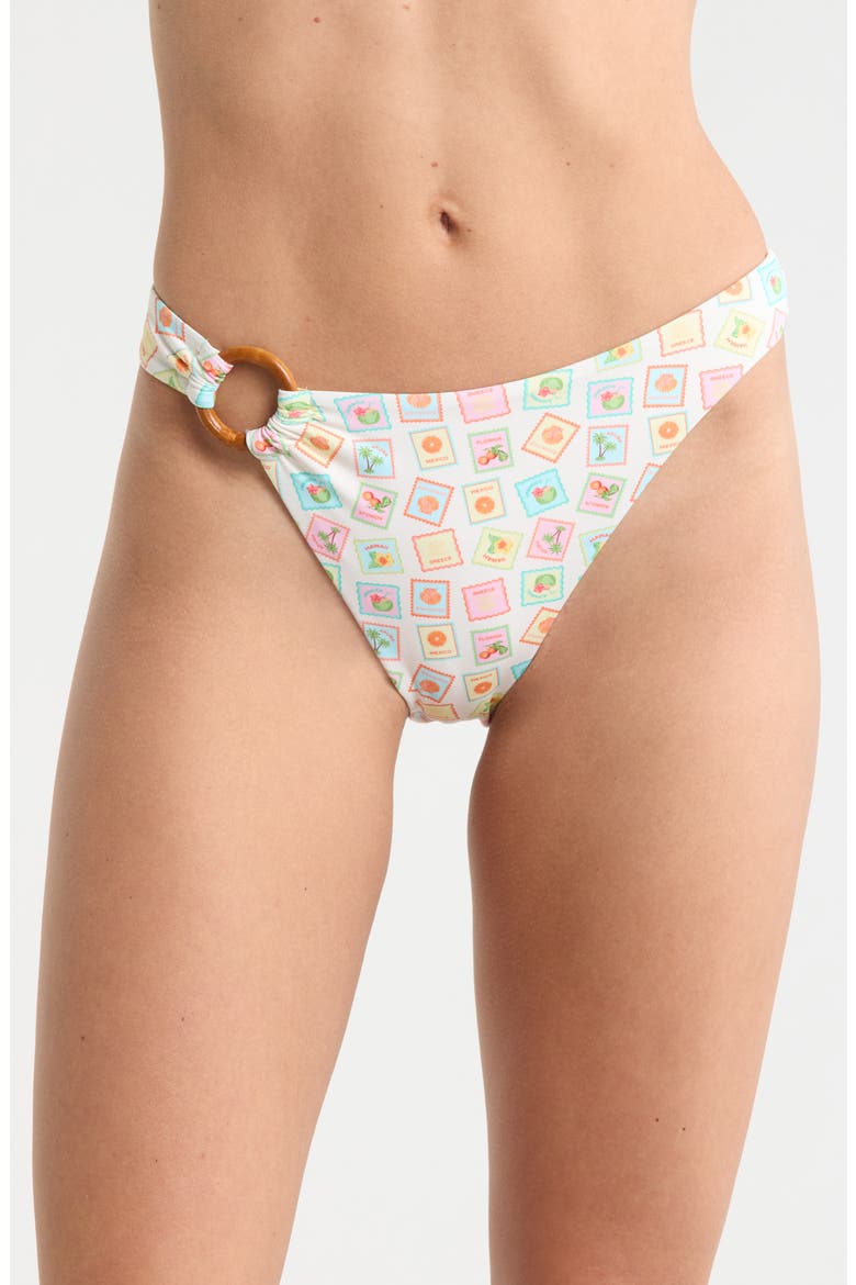 Dive in High Waist Bikini Bottoms, Main, color, COLLECTING STAMPS