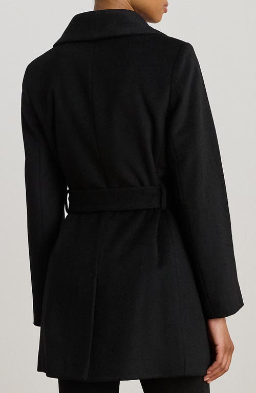 Ralph Lauren Lauren Wool Blend Wrap Coat In Black