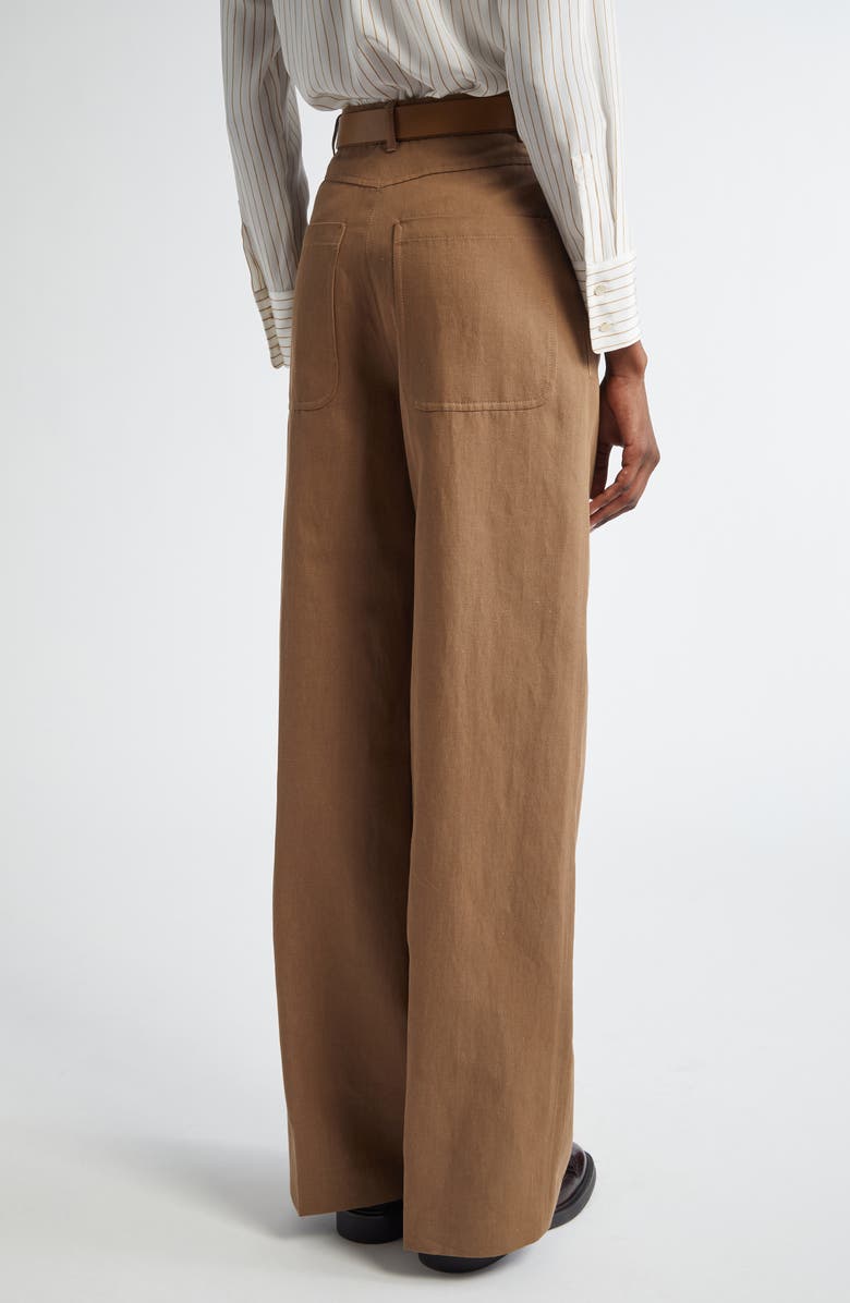 Max Mara Studio Murge Belted Cotton & Linen Drill Wide Leg Trousers, Alternate, color,