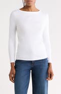 Vince Ribbed Boat Neck Top