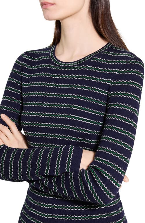 Theory Stripe Merino Wool Sweater In Burgundy